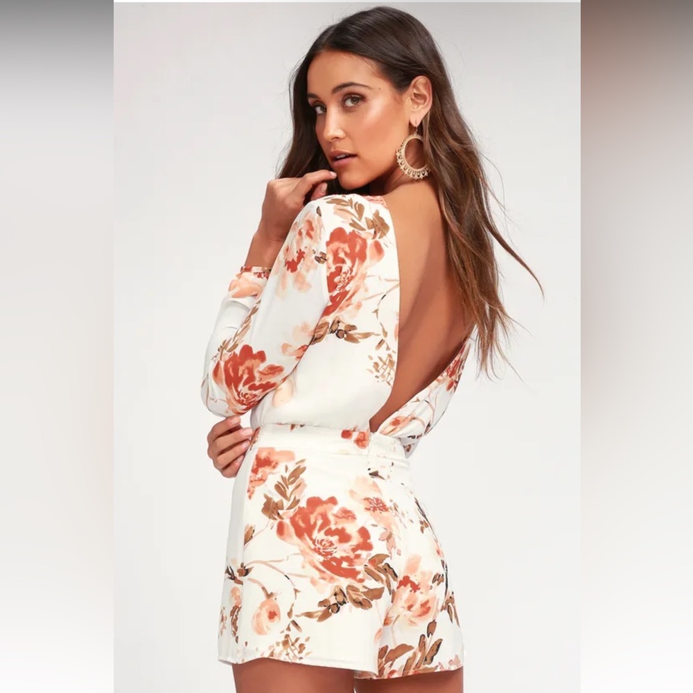 NWT Ali & Jay Flower Power White Floral Print Backless Romper